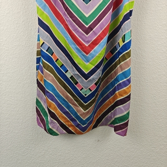 MILLY Marissa Colorful Rainbow Chevron Striped Mini Strappy Sheath Dress Sz 8 - Picture 3 of 14